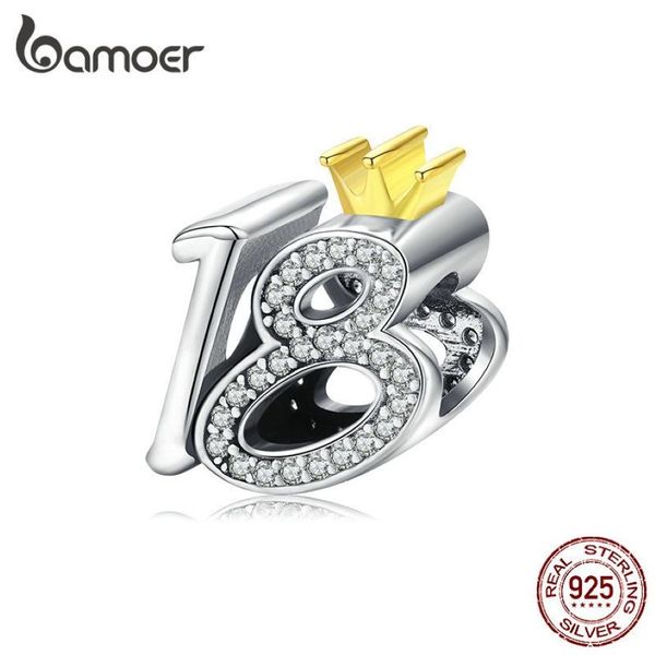 Ciondolo in autentico argento sterling 925 per braccialetto braccialetto perline da cerimonia per adulti di 18 anni con gioielli fai da te CZ trasparenti BSC131 210512268z