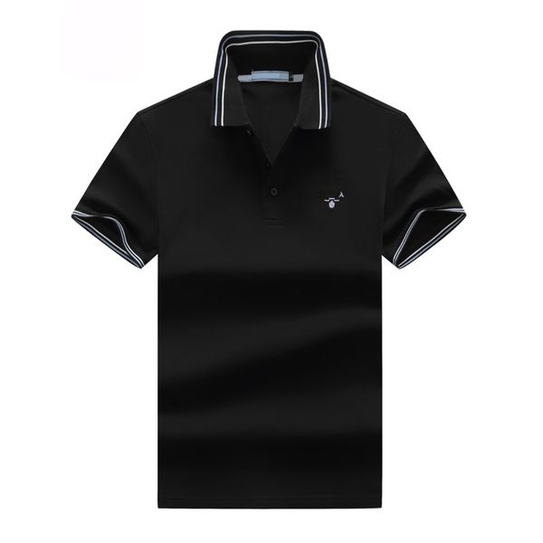 PRAMМужская рубашка-поло с вышитыми лацканами, однотонная полосатая футболка с короткими рукавами. Удобная, мягкая и дышащая рубашка-поло на летоM-XXXL
