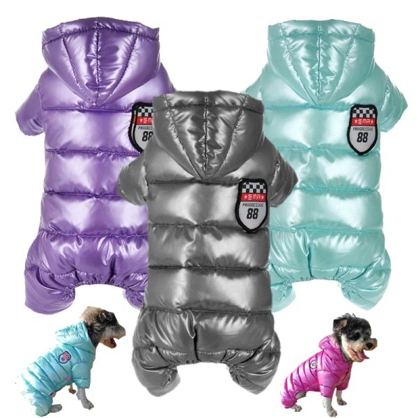 Parkas inverno quente filhote de cachorro casacos para cães de estimação à prova dwaterproof água com capuz jaqueta macacões chihuahua yorkie roupas gerais para cães pequenos