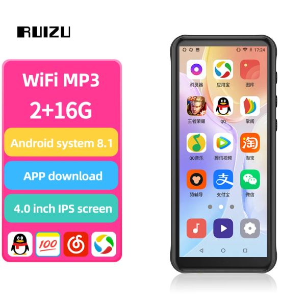 Player Ruizu Z80 Wi -Fi MP5 MP4 MP3 -плеер MP3 -плеер Bluetooth Hifi Music Player с динамиком сенсорного экрана FM Radio Eque -Record Поддержка TF Card