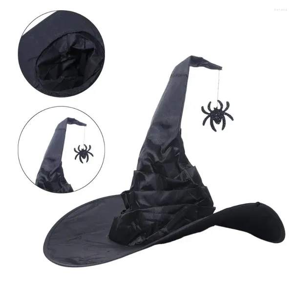 Berretti Cappelli Puntelli per spettacoli per adulti Bat Night Club Feste Strega Pieghe nere Berretto da mago Berretti da stregone Halloween