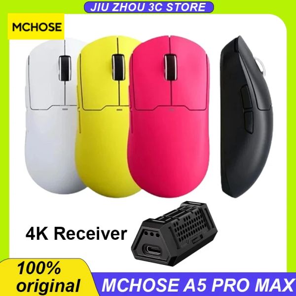 Мыши Mchose A5 Pro Max Беспроводная мышь 2,4 г Проводная Bluetooth Трехрежимная легкая мышь Paw3395 Игровая мышь Аксессуары для офисных игр