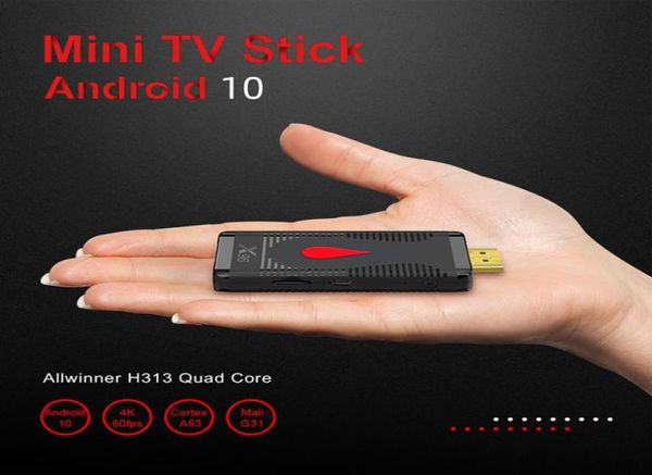 X96 S400 TV Stick H313 Android 100 Boxs Четырехъядерный процессор 2 ГБ 16 ГБ 4K Wi-Fi Пульт дистанционного управления Поддержка Google Assistant1213525