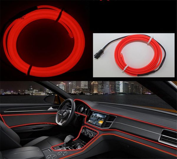 Diy led decoração luz de néon 12v 5 metros interior do carro led flexível el fio frio corda tubo linha dashboard8205919