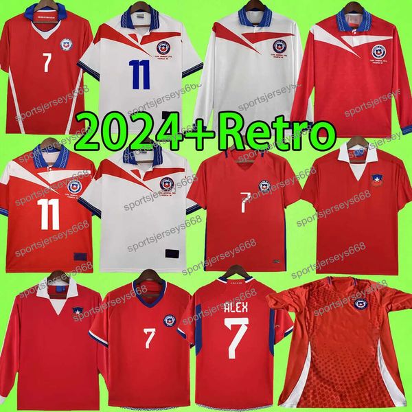 2024 Retro Chile Fußballtrikots 1982 1998 2014 Home Away Vintage Fußballtrikots 82 98 14 16 17 22 23 24 Uniformen SALAS ZAMORANO VIDAL ALEXIS M.GONZALEZ