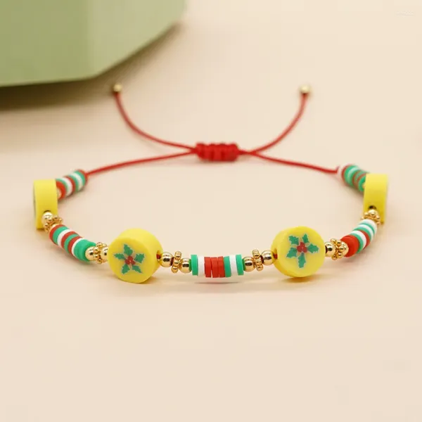 Link-Armbänder, Weihnachtsgeschenk, vergoldetes Perlenarmband, Damen-Charm, Pulsera, handgefertigt, Freundschaft, bunter Schmuck, Heishi-Ton-Perlen