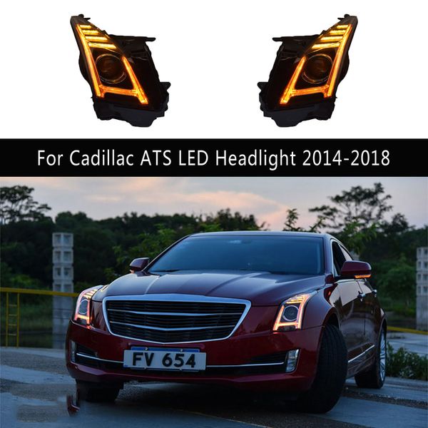 Ön lamba flaması dönüş sinyali göstergesi Cadillac ATS LED Far Düzeneği için Gündüz Koşu Işıkları 14-18 Araç Aksesuarları