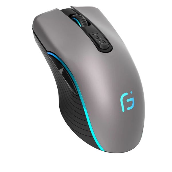 Mouse OGORUS X9 Mouse da gioco wireless ergonomico doppia modalità 2.4G + Bluetooth 2400 DPI regolabile silenzioso 7 colori Breath Glow per PC portatili