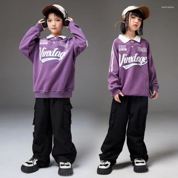 Abbigliamento da palco Abbigliamento Hip Hop Ragazzi Polo Felpa Pantaloni cargo Ragazze Spettacolo Street Dance Top Bambini Streetwear Bambini Jazz Sport Set di vestiti