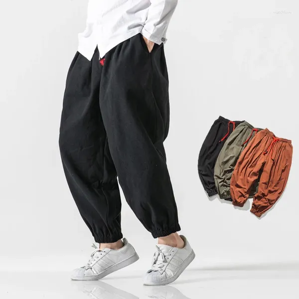 Pantaloni da uomo Streetwear 2024 Primavera Estate Baggy Harajuku Pantaloni da jogging larghi Pantaloni oversize alla caviglia in lino di cotone