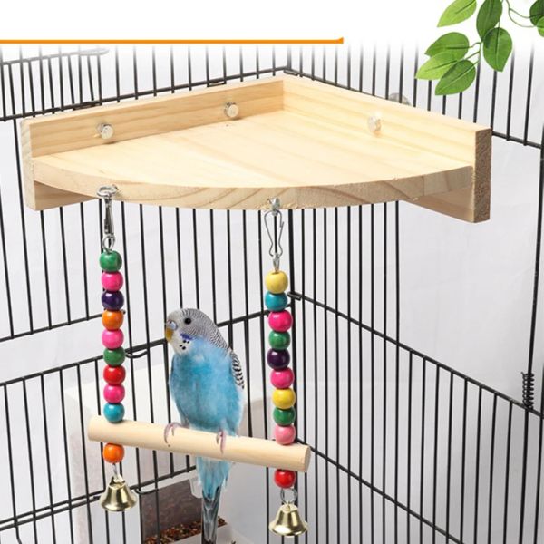 Toys Bird Bird Swing de brinquedo de madeira Papolho de pé de madeira Playstand com contas de mastigação Playground de gaiola para pássaros pergaminhos