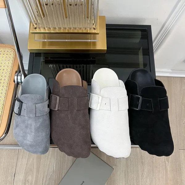 Casual Slipper Sunday Mule Sandale Mattschwarzes hellbraunes Wildleder Kalbsleder Ton-On Sandalen Männer Frauen Echtes Leder Mules Schuhe Sandles