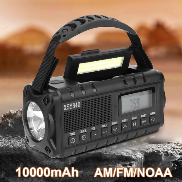 Radio 10000Mah Emergency Hand Crank Radio 4 modi alimentati Emergenza portatile Lettura di radio SOS Multifunzionale per il campeggio esterno