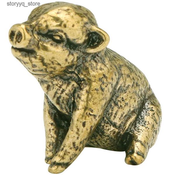 Другой домашний декор Ретро латунь Мини-свинья Украшение дома Мини-Свинья Скульптура Маленькая статуя Коллекция ремесел Украшение рабочего стола Q240229
