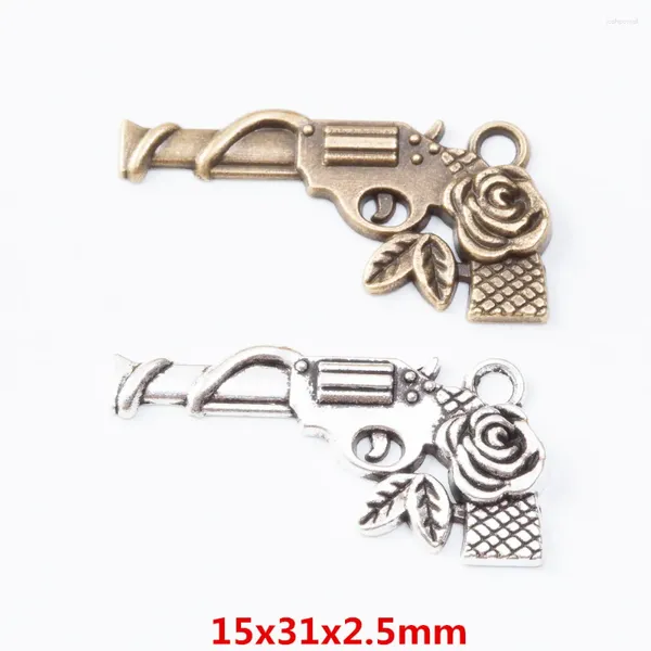 Encantos 35 peças de metal retro liga de zinco arma pingente para diy jóias artesanais colar fazendo 7273