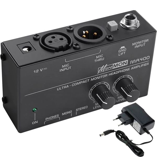 Amplificatore MA400 Preamplificatore per cuffie 6,35 mm 3,5 mm Monitor per cuffie Microfono Ingrandisci Mixer Adatto per parlato/streaming live