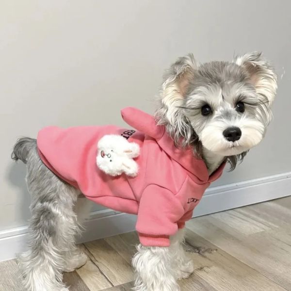 Hoodies coelho moletom com capuz roupas para cães de estimação veludo dos desenhos animados para cães roupas gato pequeno bonito outono inverno quente moda menino menina chihuahua animal de estimação