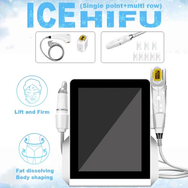 Neueste Technologie HIFU ICE Hochintensiver Ultraschall zur Hautglättung, Anti-Aging-Faltenentferner, 2-in-1-Gerät zur fettlösenden Gesichts- und Körperpflege