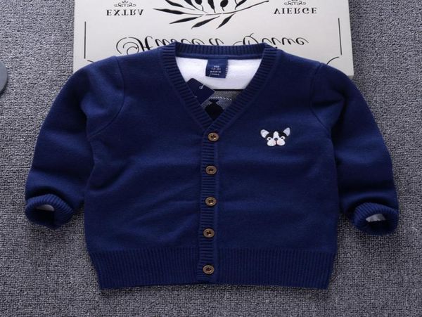 Roupas escolares estilo americano europeu 2018 cachorro de desenho animado meninos suéteres engrossar cardigãs de bebê roupas de malha outono roupas infantis 3608985
