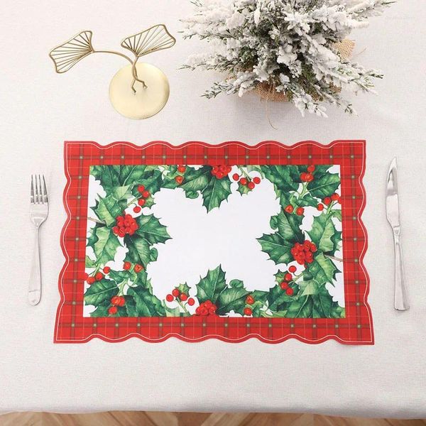 Pano de mesa feliz natal placemat para jantar almofada tigela esteira cozinha decoração para casa impressão lavável