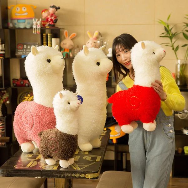 Almofadas 80 cm adorável alpaca brinquedo de pelúcia japonesa alpaca macia macia ovelha llama boneca de animais de dormir travesseiro de dormir de cama de cama de cama de decoração de decoração