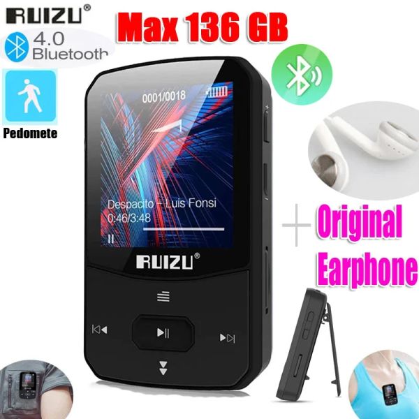 Плеер RUIZU X52 Sport Bluetooth MP3-плеер 8 ГБ Clip Mini с поддержкой экрана FM, запись, электронная книга, часы, шагомер, MP3-плеер Bluetooth