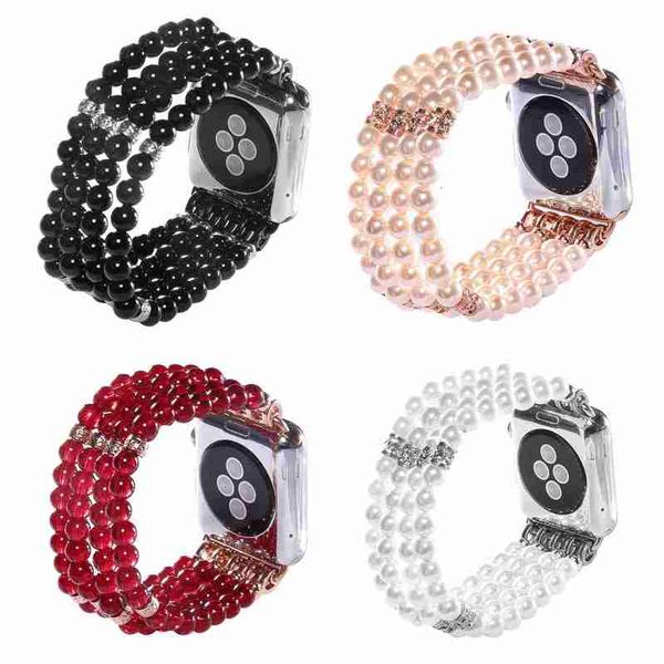 Designer di lusso perline donna cinturini elasticizzati braccialetto gioielli per Apple Watch Series Ultra 8 7 6 SE 5 4 3 cinturino da polso con connettore adatto iwatch 49mm 41mm 45mm 4244mm 3840mm