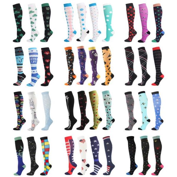 Компрессионные носки 20-30 мм рт.ст. для мужчин и женщин, поддерживающие носки для футбола, бега, медсестер, длинные чулки