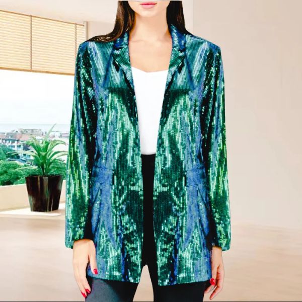 Blazer Moda Paillettes Giacca da donna Giacca streetwear Cappotto allentato Primavera Autunno Capispalla femminile con paillette dorate Top casual