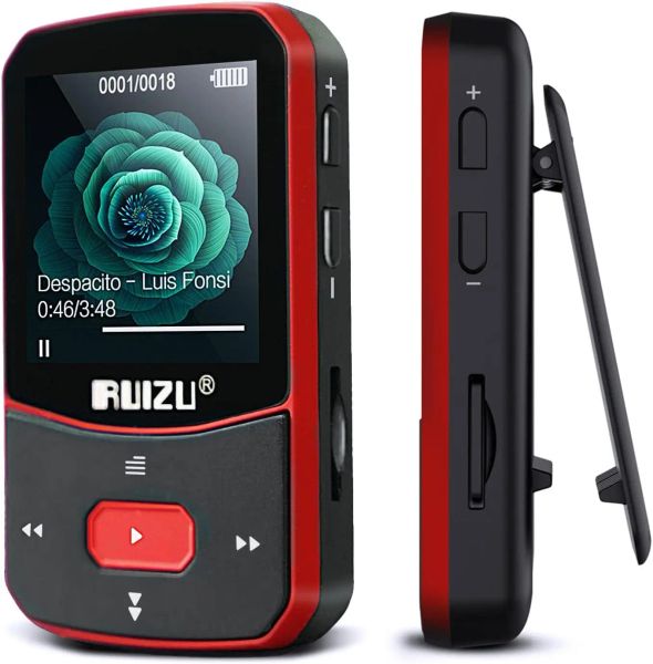 Spieler Ruizu Clip MP3 Player mit Bluetooth Walkman Mini Sport Music Player Support FM Radioaufnahme Video Ebook Schrittzähler TF -Karte