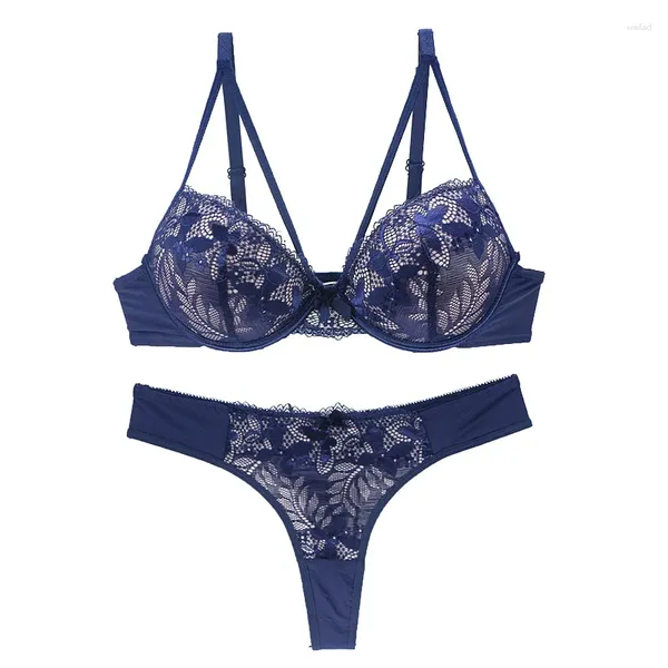 Set di reggiseni 2024 Set push up in pizzo ricamato intimo per donna 32/70 34/75 36/80 38/85 40/90 42/95 44/100 BCDE Cup Lingerie