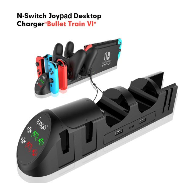 Caricabatterie Dock station per caricabatterie controller 6 in 1 per Nintendo Switch 4 Controller Joypad 2 Pro Supporto di ricarica USB 2.0 Accessori di gioco