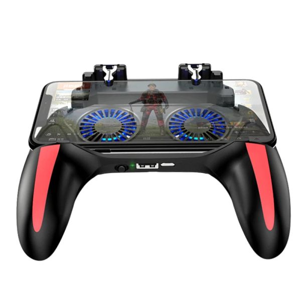 Gamepads 2022 novo h10 pubg controlador de jogo gamepad para o telefone móvel jogo atirador joystick pugb ajudante gamepad com dois fãs