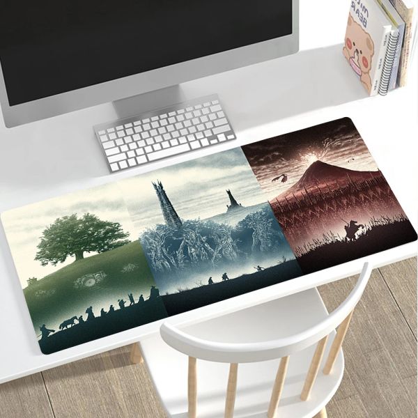 Almofadas lotrs filme anéis tapete mousepad grande anime acessórios de jogos mause almofada kawaii tapete gabinete xxl teclado deskmat