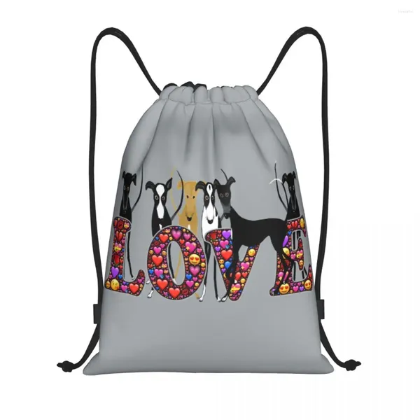 Sacos de compras Personalizado Love Hounds Cordão Mochila Leve Greyhound Whippet Sighthound Dog Gym Sports Sackpack Sacos para viajar