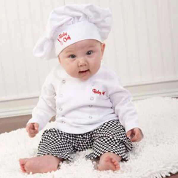 Conjuntos de macacão de bebê menino menina halloween cozinheiro chef traje topo + calças + chapéu conjunto fantasia vestido festa traje roupa conjunto