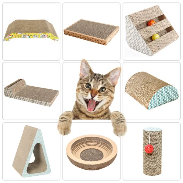 Tappetino per graffi per gatti ondulato, chiodi per molatura, protezione interattiva per mobili, giocattolo per gatti, cartone giocattolo per tiragraffi per gatti di grandi dimensioni