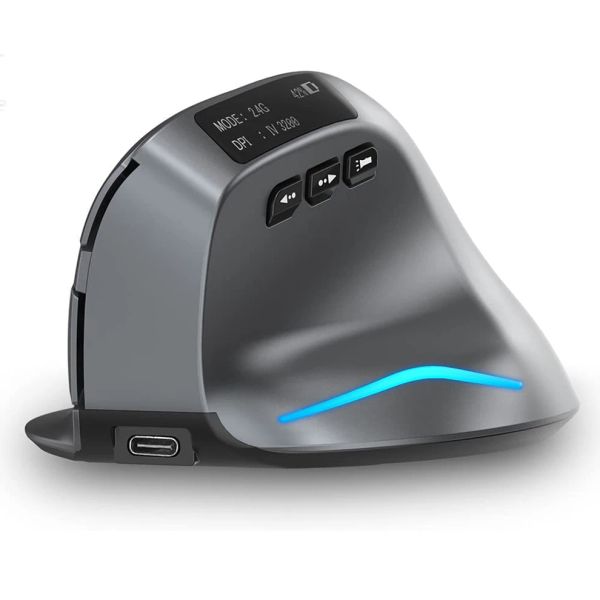 Mouse Mouse da gioco wireless Mouse Bluetooth ricaricabile con schermo LED da 2,4 GHz/Bluetooth, Mouse da gioco wireless 3200 DPI per laptop, PC