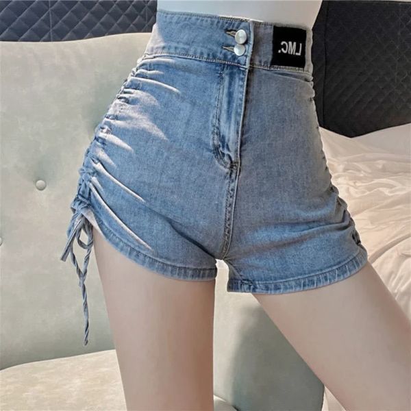 Shorts femininos jeans biker skinny azul mini sexy calças curtas para mulheres usar espólio apertado cintura alta jeans oferta frete grátis