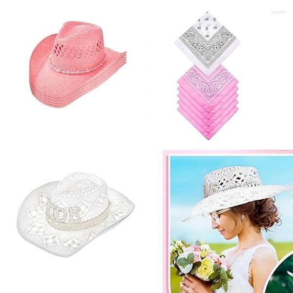 Berets despedida de solteira adereços chapéu de cowboy óculos de sol traje para casamento