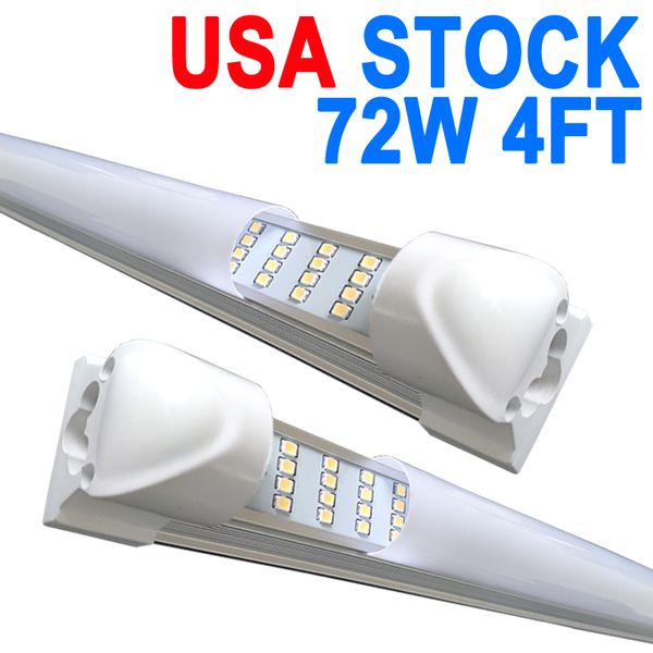 Luminária LED para loja de 4 pés - Luz tubular LED integrada T8 de 72 W - 6500K 144000LM 4 linhas conectáveis - Saída alta - Tampa leitosa - Plug and Play - Garagem de 270 graus, Loja crestech