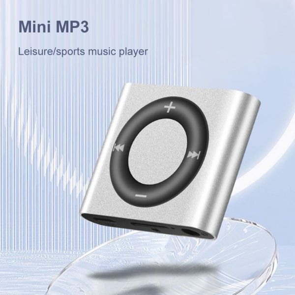 Reprodutor Mini reprodutor de áudio Metal Clipon MP3 players com fone de ouvido 180mAh Cartão TF Expansão 64G Construído em tom de toque de alto-falante para alunos