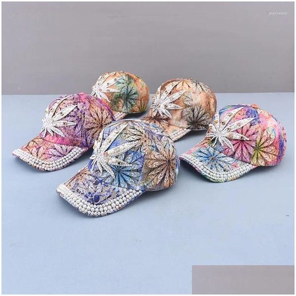 Бейсбольные кепки с блестящим жемчугом, повседневные регулируемые летние шапки на открытом воздухе, Прямая доставка, Ac Dhrz7, модные женские бейсболки с принтом Mticolor