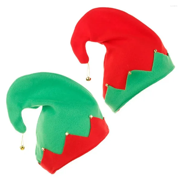 Boinas boné papai noel vermelho verde retalhos bola de pelúcia boneco de neve coreano inverno bonés feminino chapéus de natal com sino de metal veludo