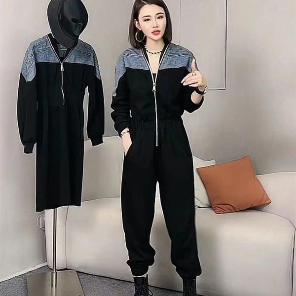 Yoga Outfit 2024 Damen Elegante Overall Korea Herbst Casual Arbeit Overalls Mode Frauen Langarm Sportwear Strampler Trainingsanzüge C39