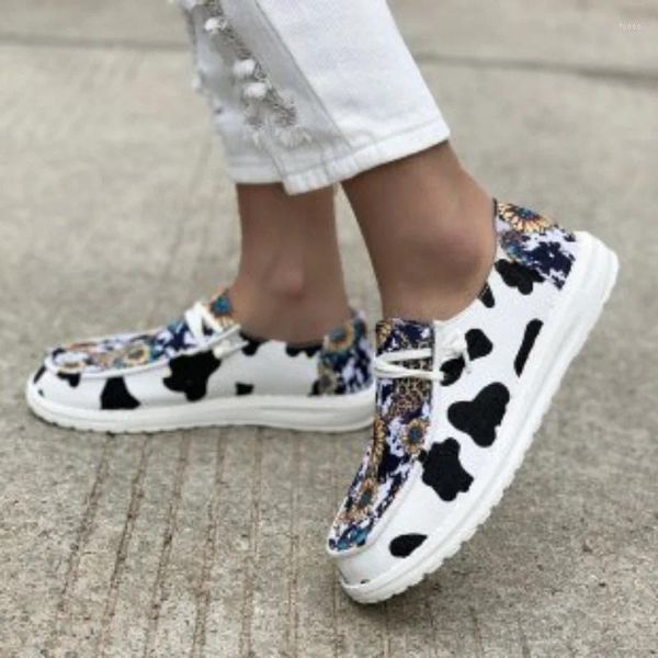 Scarpe casual in tela da donna sneakers basse slip-on leggere da donna mocassini estivi in tessuto traspirante mocassino con stampa di design di marca