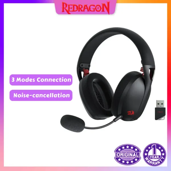 Mikrofonlar Redragon H848 Bluetooth Kablosuz Oyun Kulaklığı Hafif 7.1 Surround Sound 40mm Sürücüler Çıkarılabilir Mikrofon Çoklu Platform