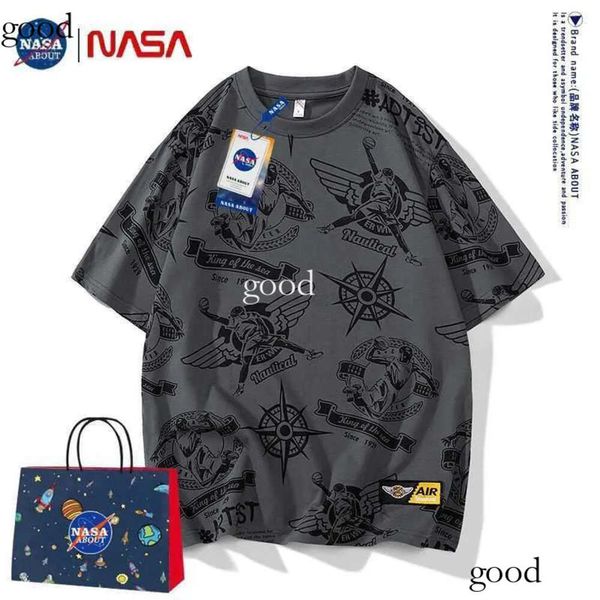 Designer National Aeronautics Space Administration NASA Moda Camiseta Preto Cinza Vermelho Rosa Branco Homens e Mulheres Top Quality Verão Camisa de Luxo 446