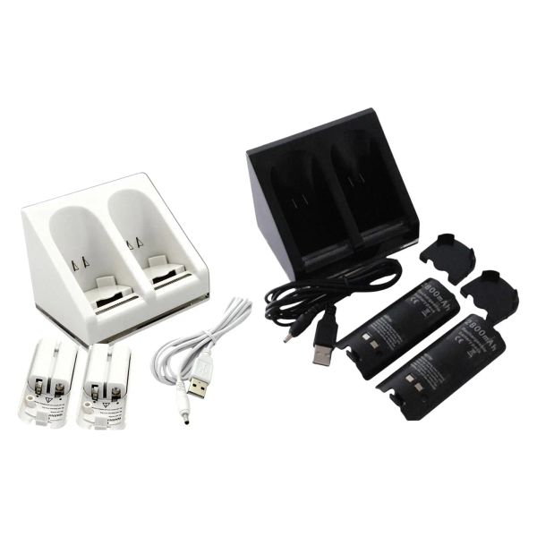 Chargers 2 Port Caricing Dock Ricarica ricaricabile da 2800 mAh Caricatore per gli accessori per giochi con console di gioco Wii