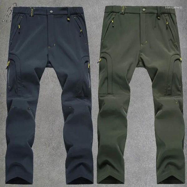 Pantaloni da uomo in pile pantaloni da trekking tattici traspiranti da esterno casual esercito militare autunno inverno pantaloni lunghi da uomo campeggio impermeabile